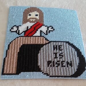 Handmade Jesus Needlepoint Art